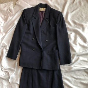 Saville 4P Wool Navy Blue Jacket/Two Pleat Skirt